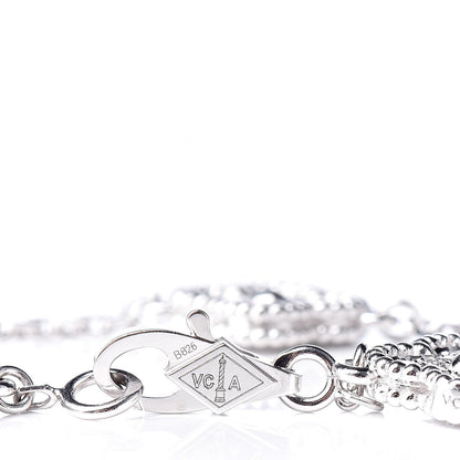 Van Cleef & Arpels 18K White Gold Diamond 6 Motifs Sweet Alhambra Bracelet 4 of 7