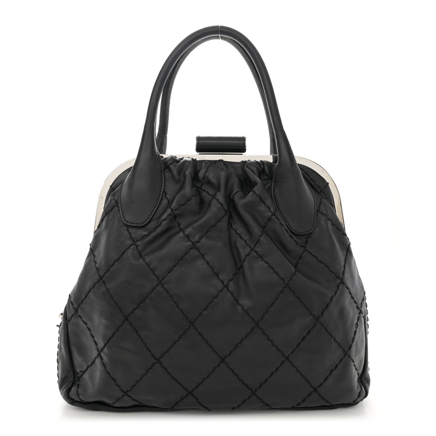 Chanel Calfskin Stitched Expandable Frame Bag Black 1 of 15