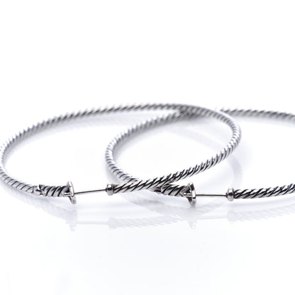 David Yurman Sterling Silver Large Cable Classics Hoop Earrings 3 of 5