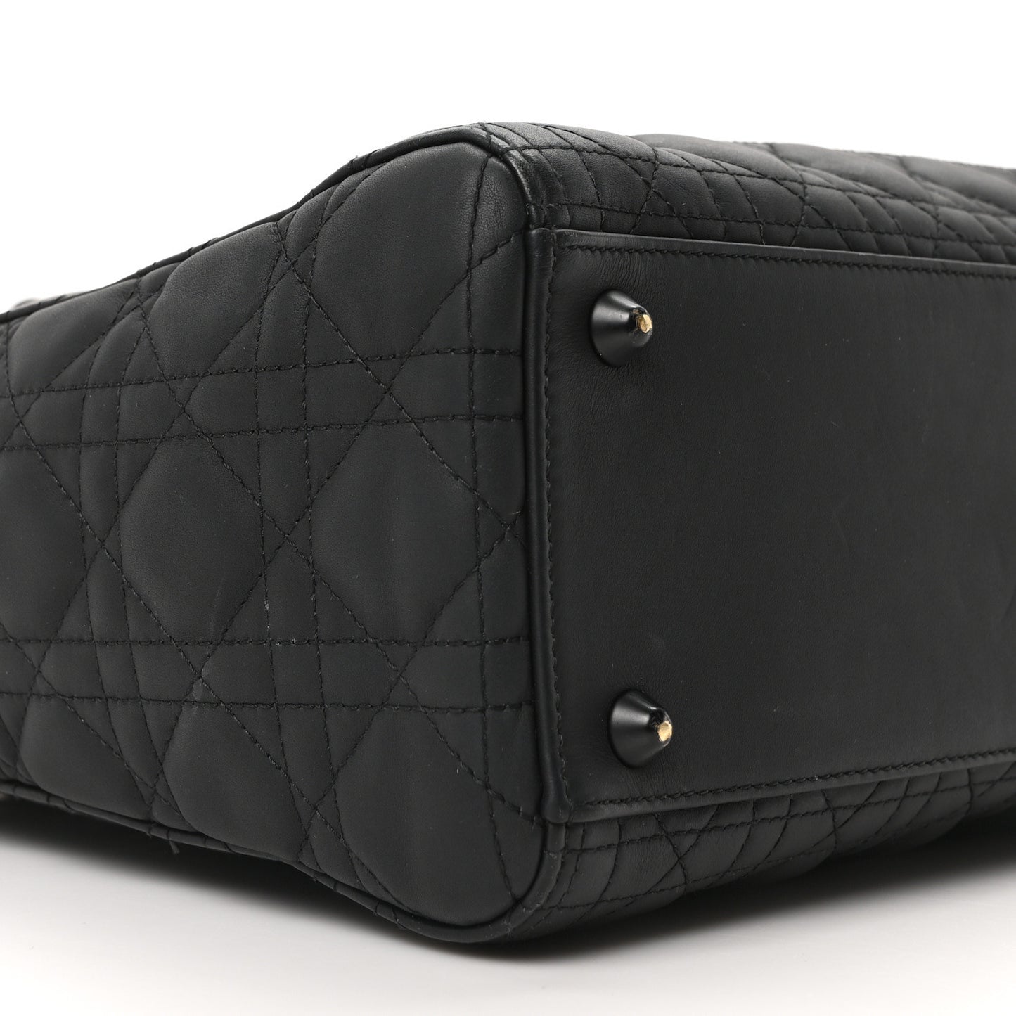 Ultra Matte Calfskin Cannage Large Lady Dior Black