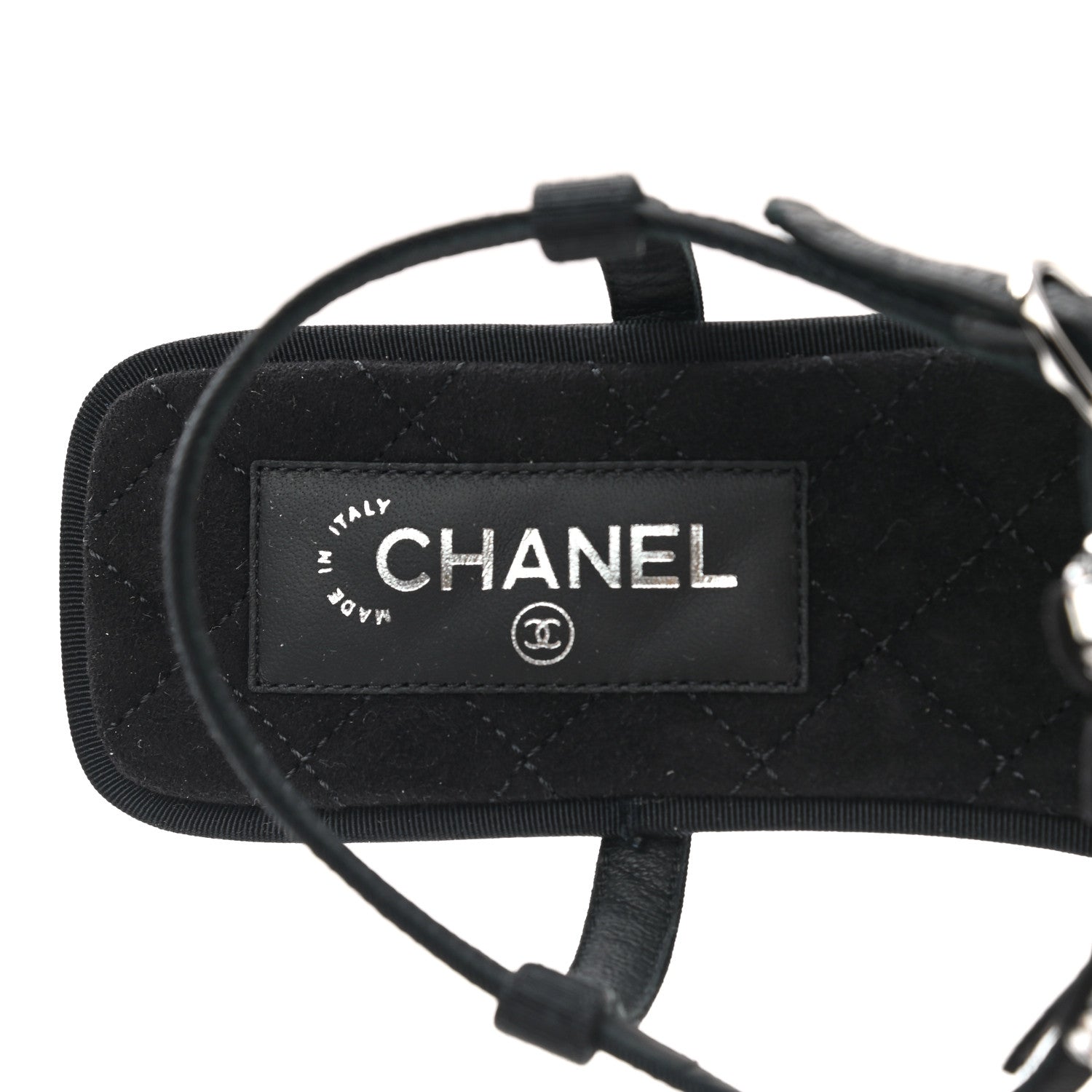 Chanel Grosgrain Velvet Crystal Bow Thong Sandals 40 Black 7 of 7