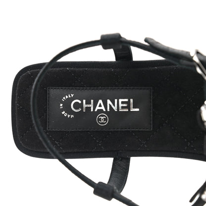 Chanel Grosgrain Velvet Crystal Bow Thong Sandals 40 Black 7 of 7