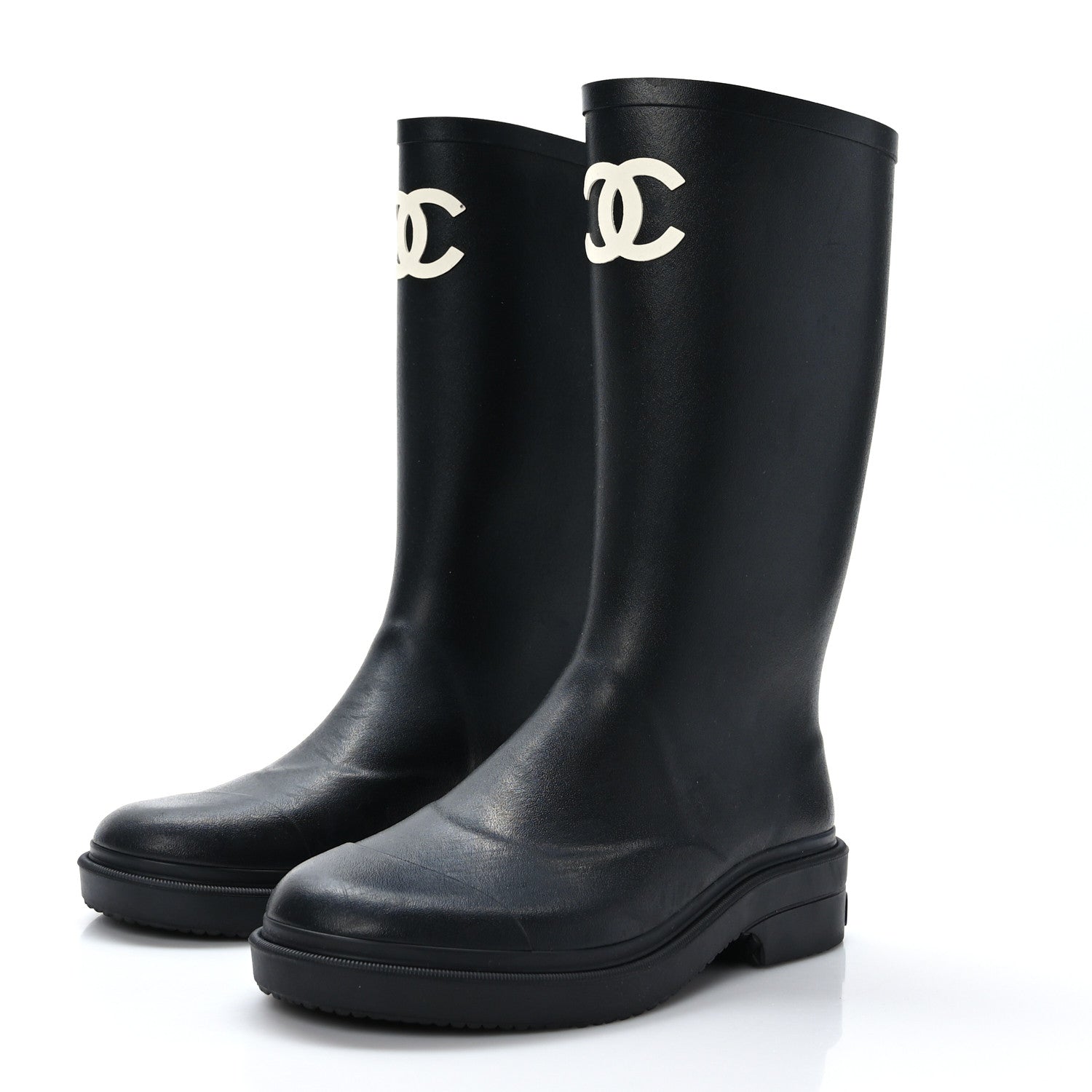 Chanel Caoutchouk CC High Boots 38 Black 3 of 8