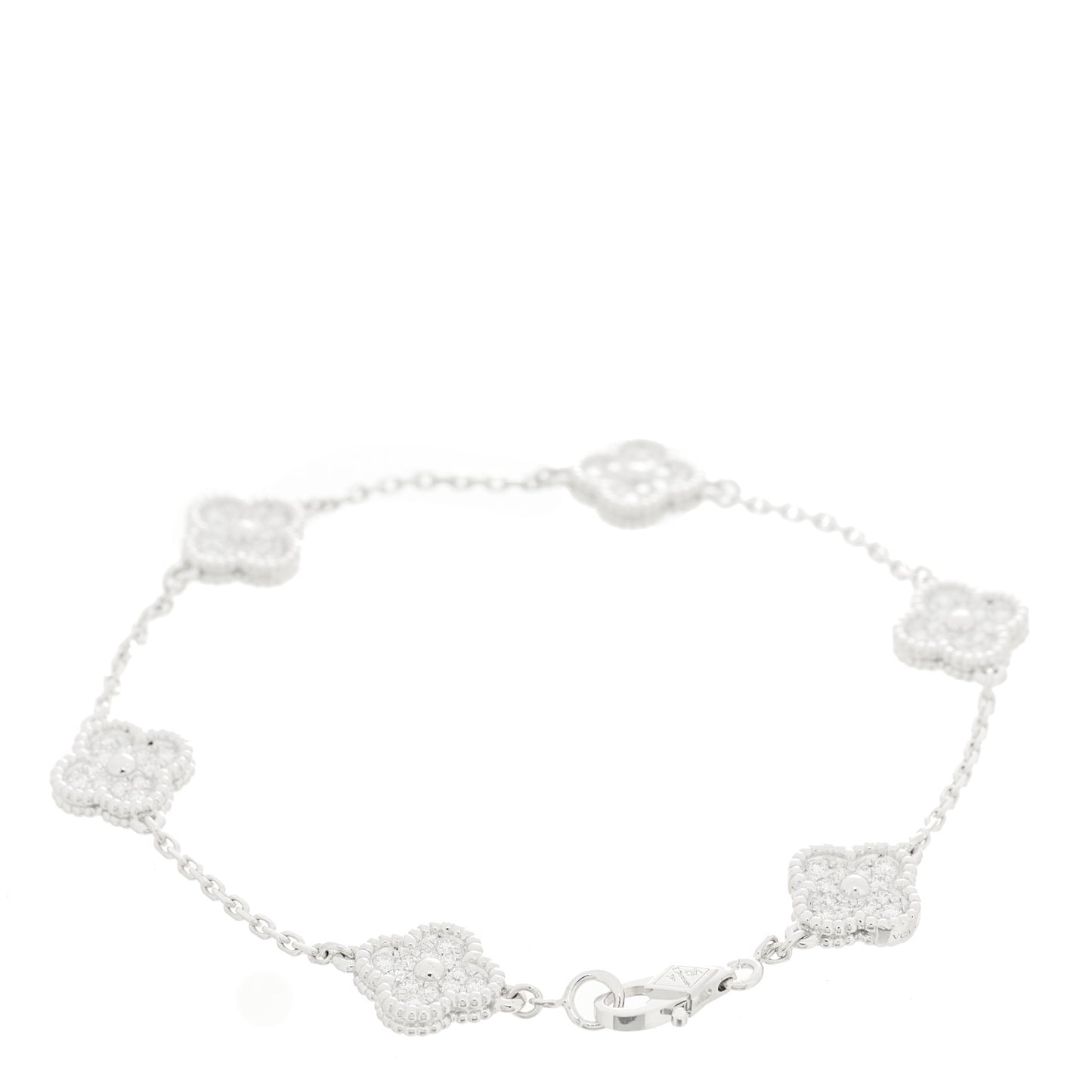 18K White Gold Diamond 6 Motifs Sweet Alhambra Bracelet