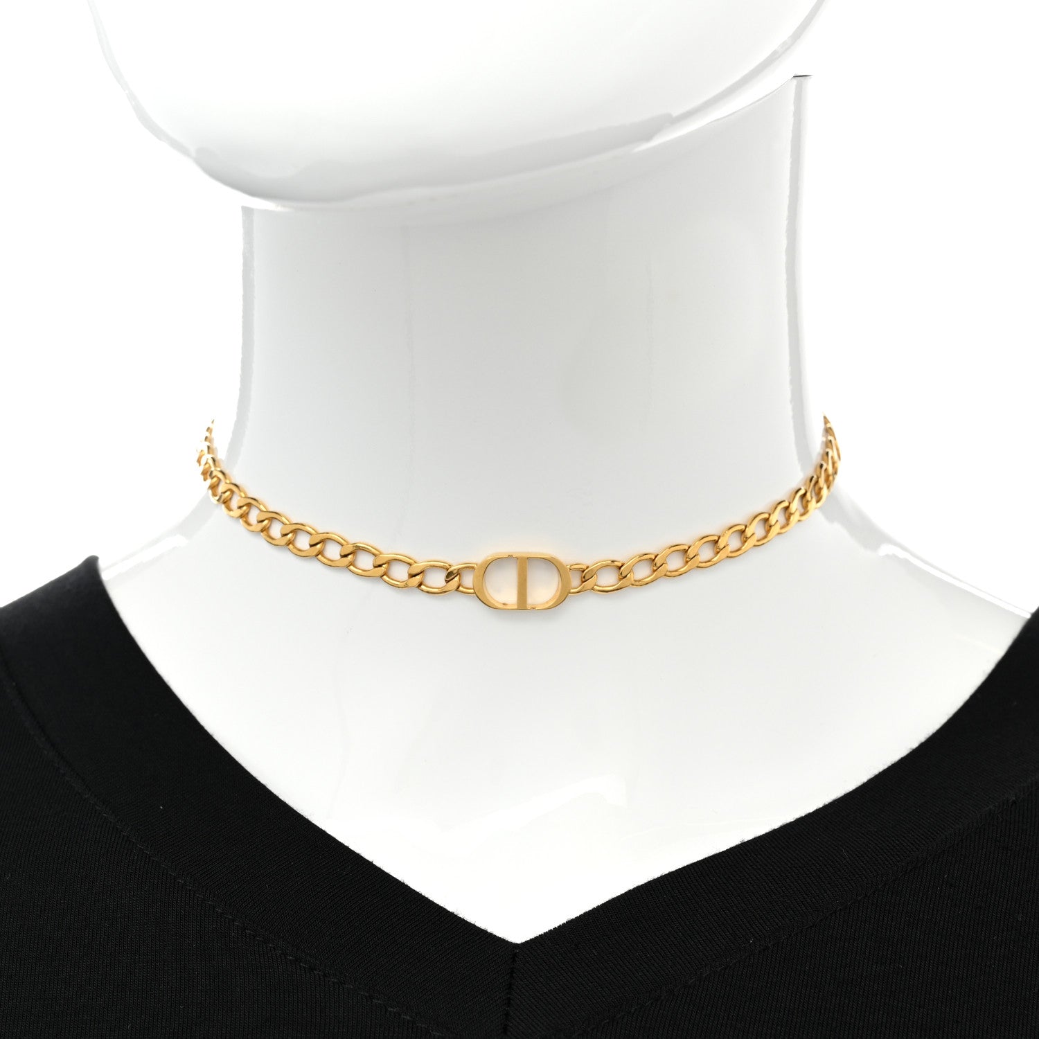 Christian Dior Metal Petit CD Choker Necklace Gold 2 of 7