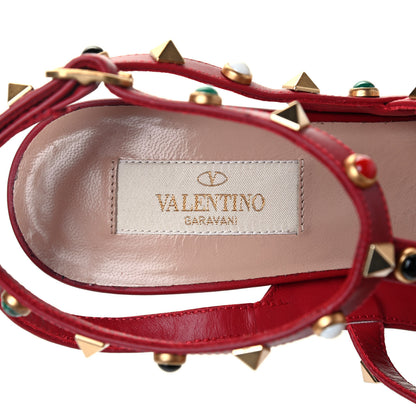 Valentino Garavani Calfskin Rockstud Rolling Ankle Strap 100mm Pumps 40 Rosso Valentino 7 of 7