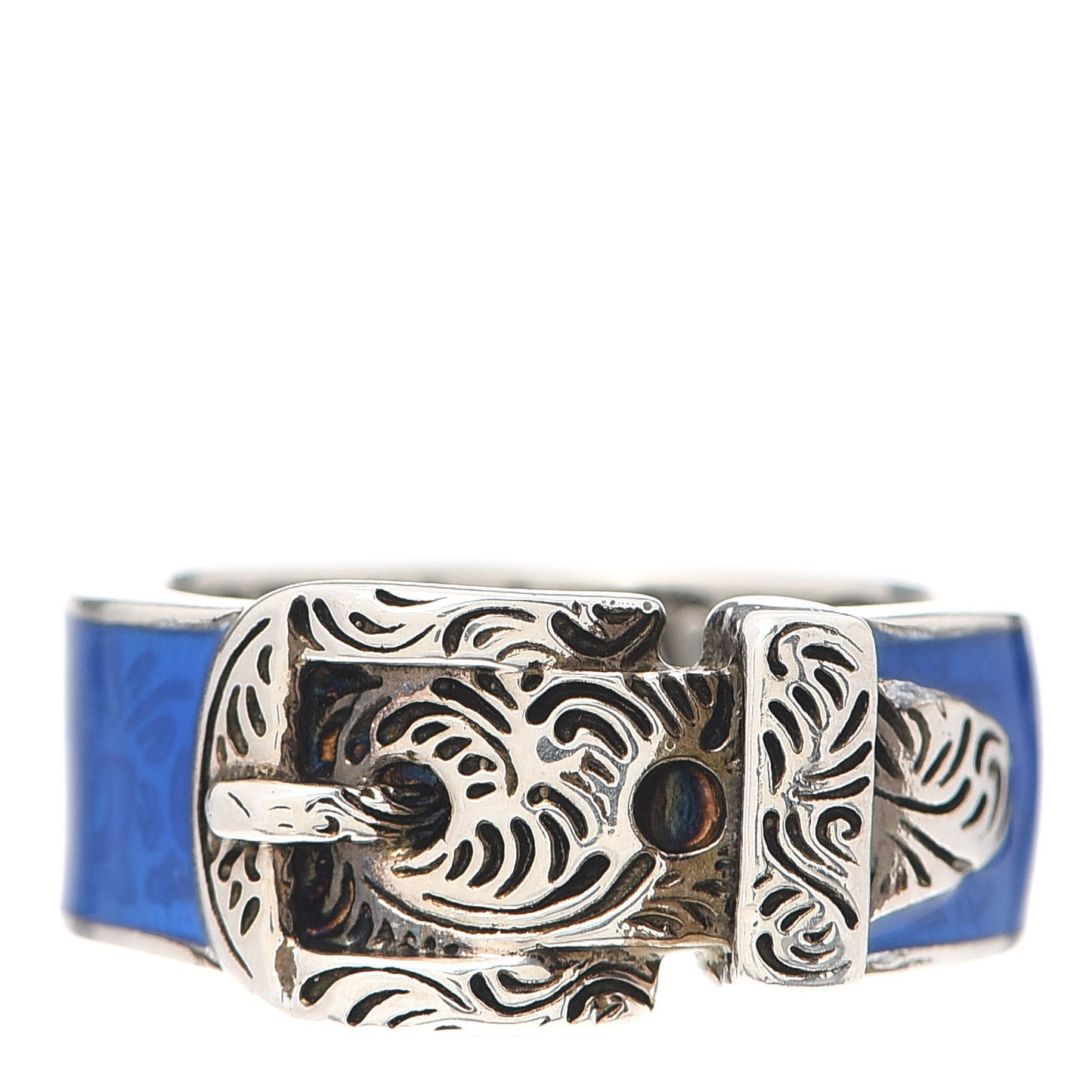 Sterling Silver Enamel Buckle Ring Blue 59 8.75