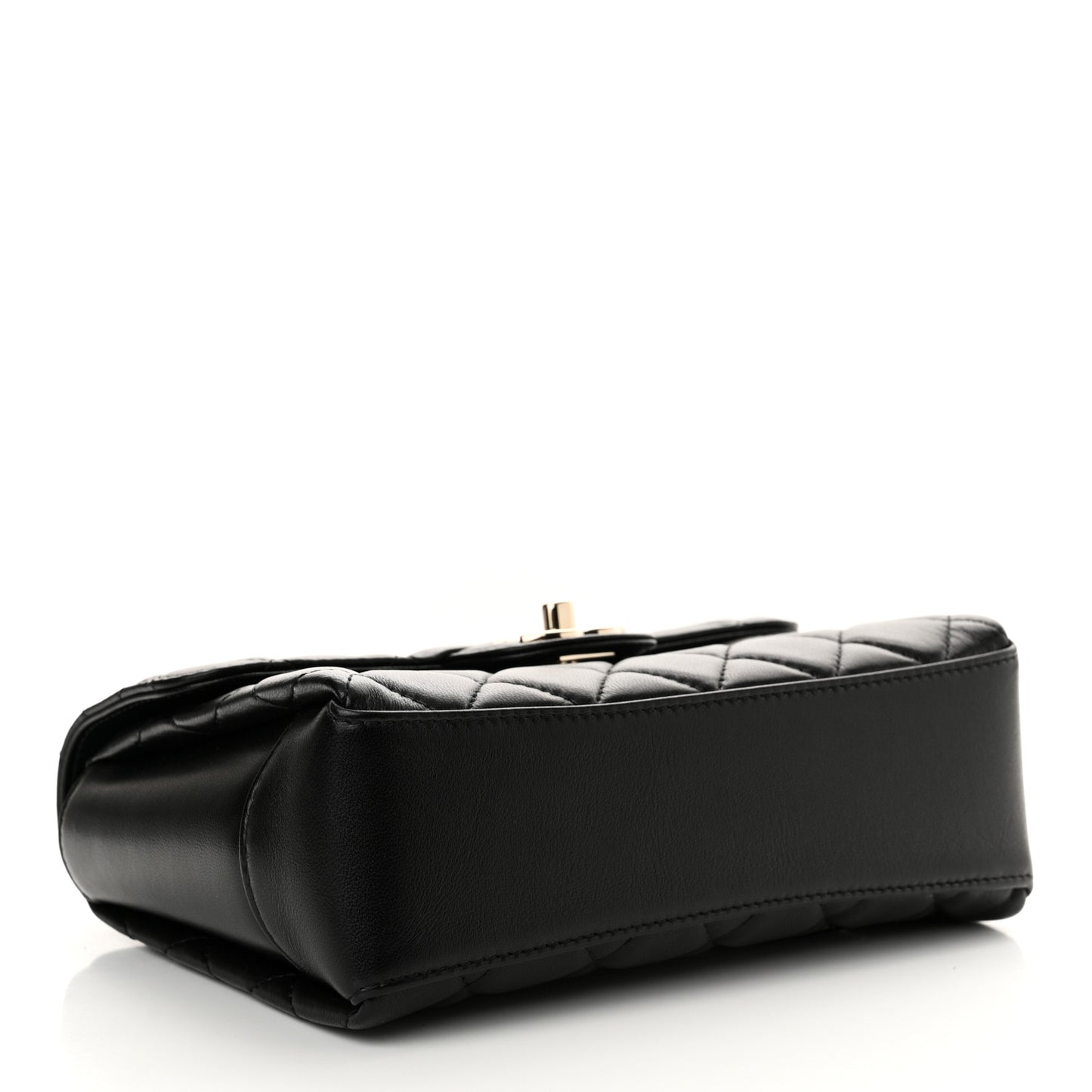 Lambskin Quilted Small Top Handle Square Flap Black