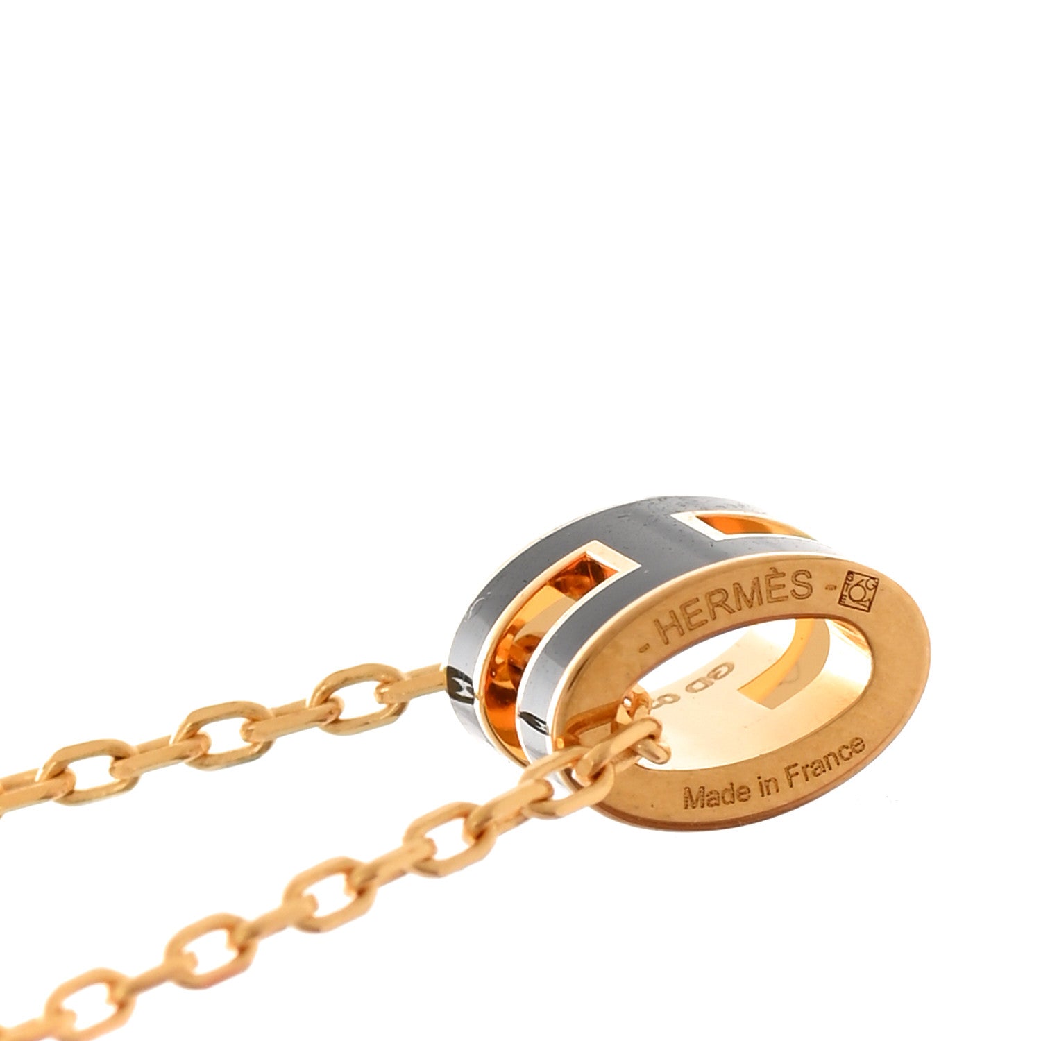 Hermes Lacquered Gold Mini Pop H Pendant Necklace Black 6 of 6