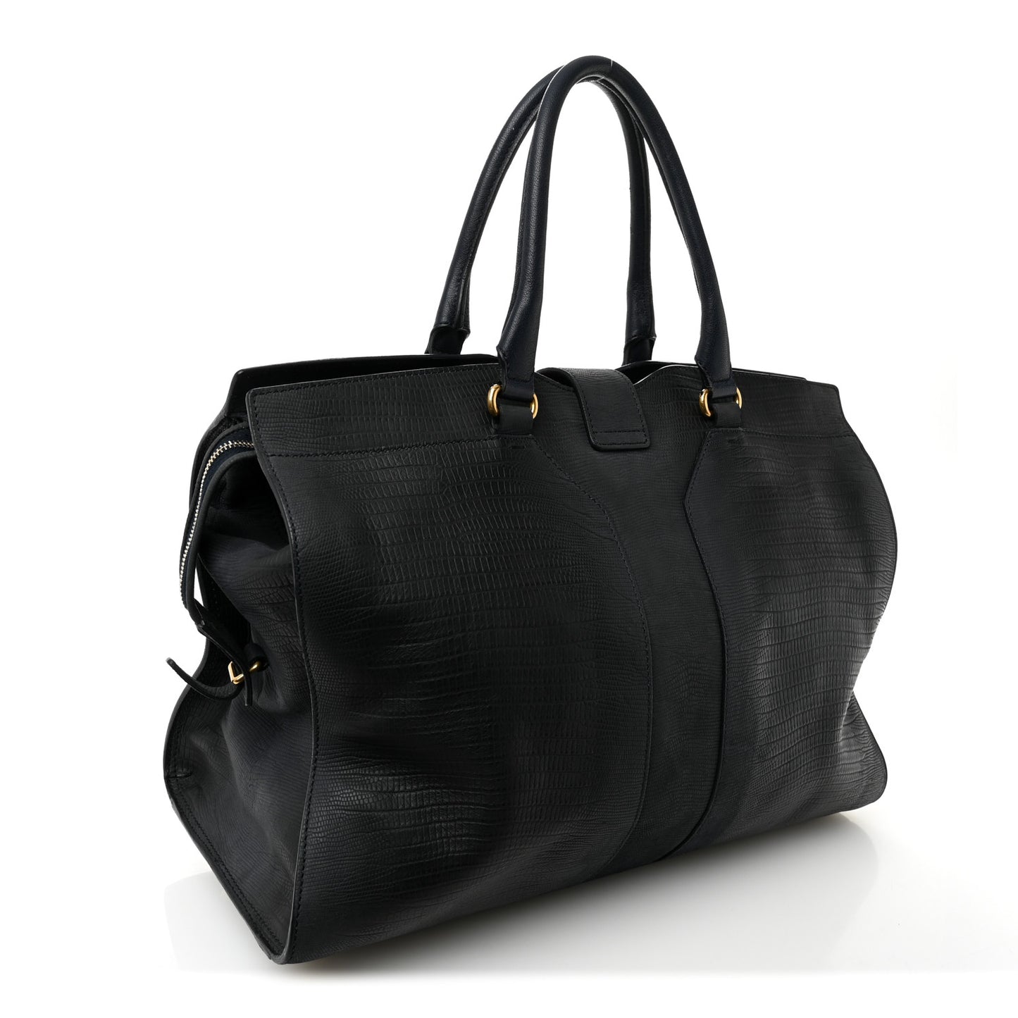 Calfskin Lizard Embossed Large Cabas ChYc Navy Blue