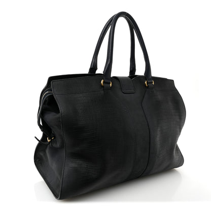 Saint Laurent Calfskin Lizard Embossed Large Cabas ChYc Navy Blue 3 of 13