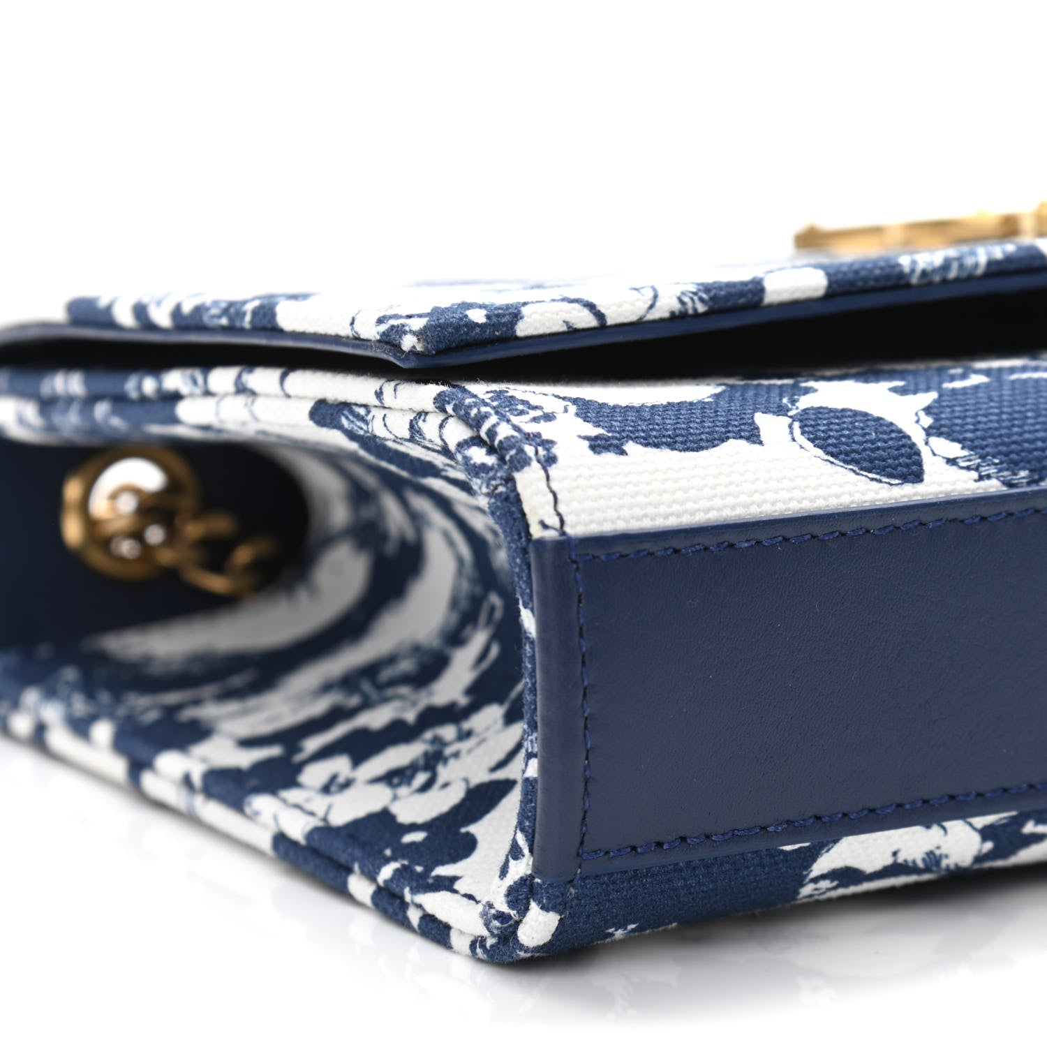 Saint Laurent Canvas Small Monogram Hibiscus Print Kate Satchel Blue 8 of 10