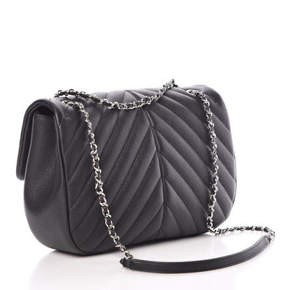 Chanel Caviar Chevron Quilted Small Puffy CC Flap Black 3 of 8