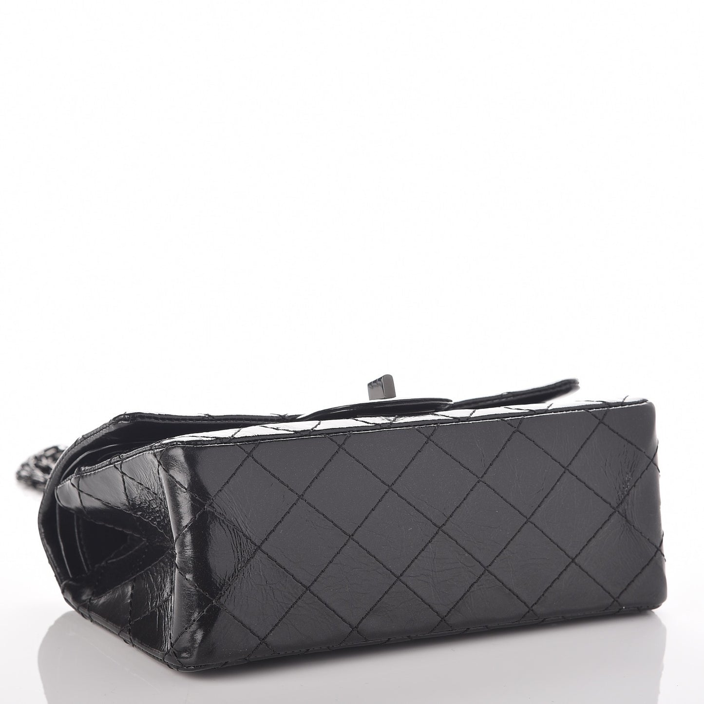 Shiny Aged Calfskin Quilted 2.55 Reissue 224 Flap So Black