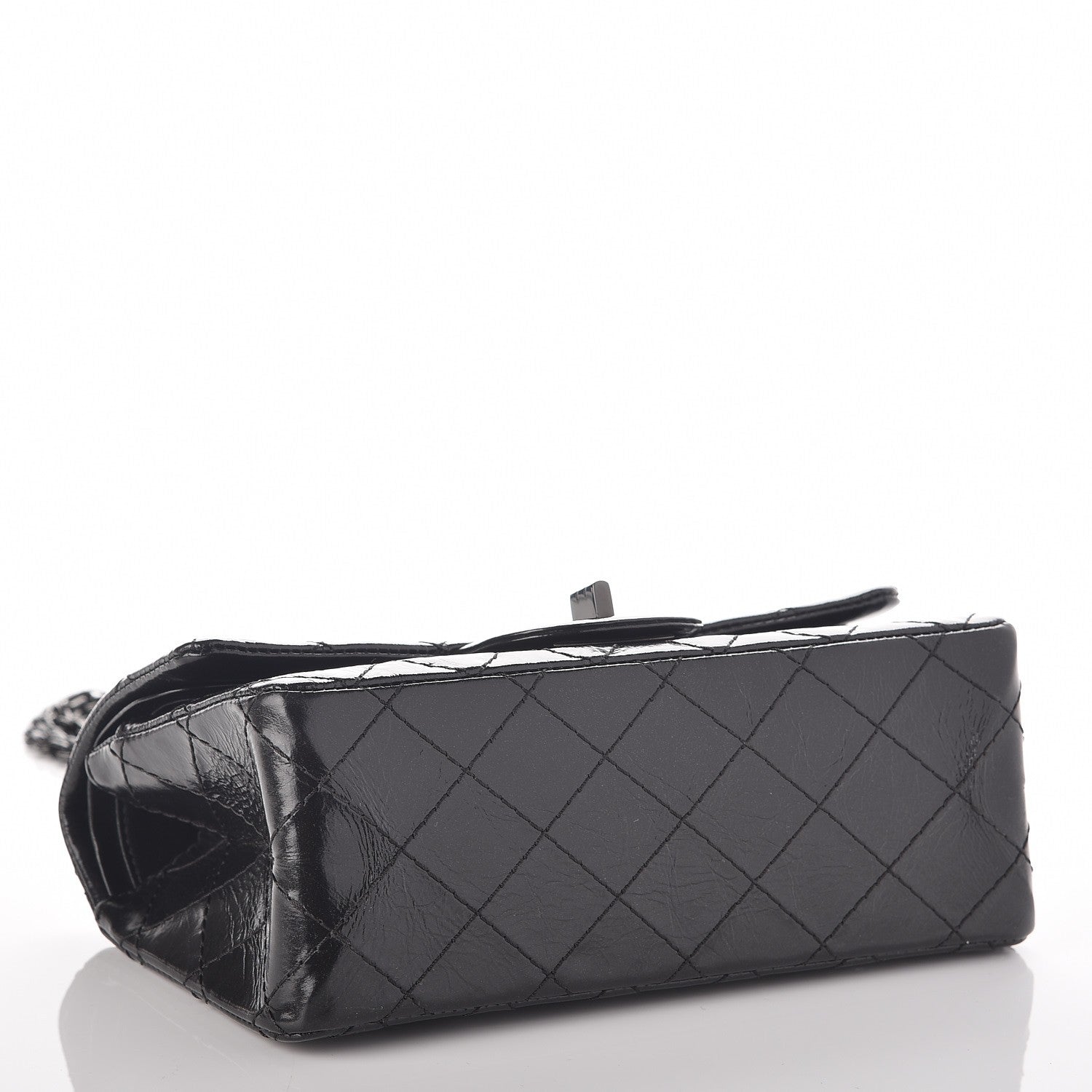 Chanel Shiny Aged Calfskin Quilted 2.55 Reissue 224 Flap So Black 5 of 9