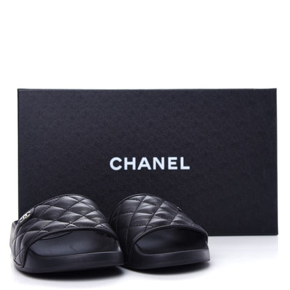 Chanel Lambskin Quilted CC Mules Sandals 35 Black 11 of 11