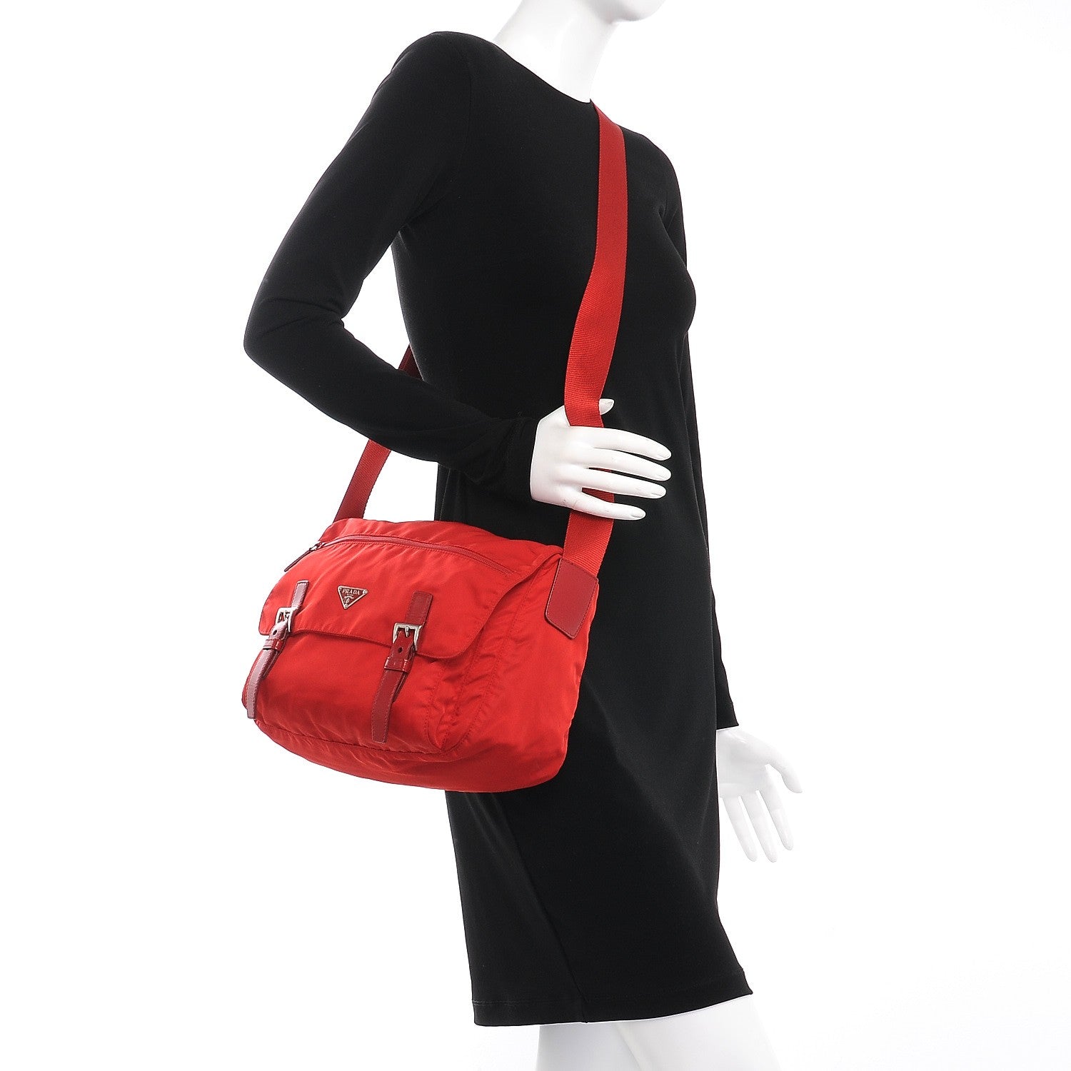 Prada Nylon Vela Messenger Bag Red 2 of 9