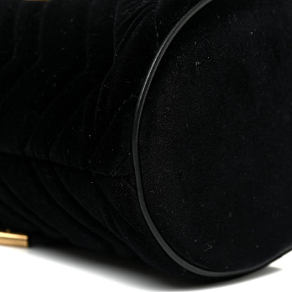 Gucci Velvet Matelasse Mini GG Marmont 2.0 Bucket Bag Black 8 of 10