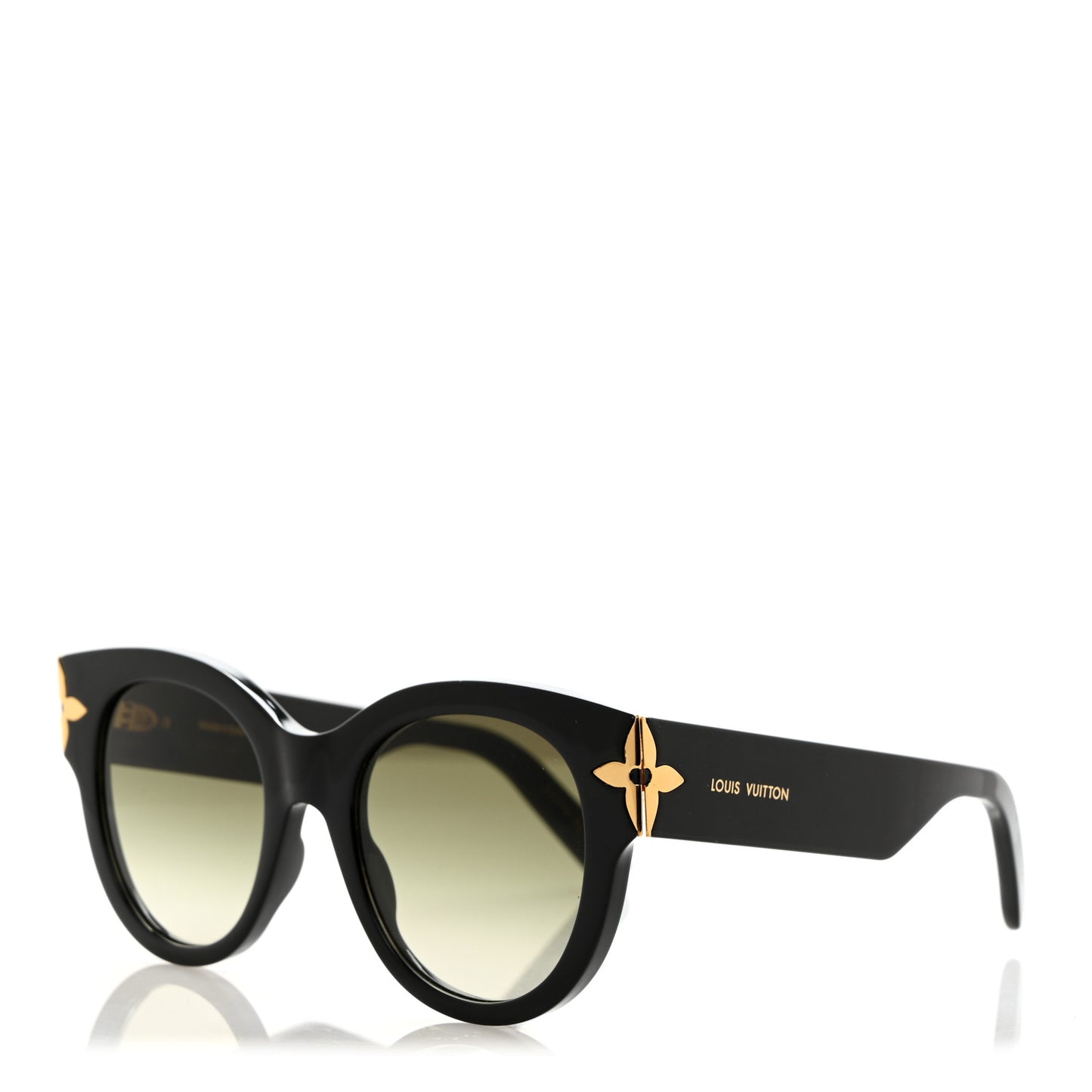 Acetate Flower Edge Round Sunglasses Z1777W Black