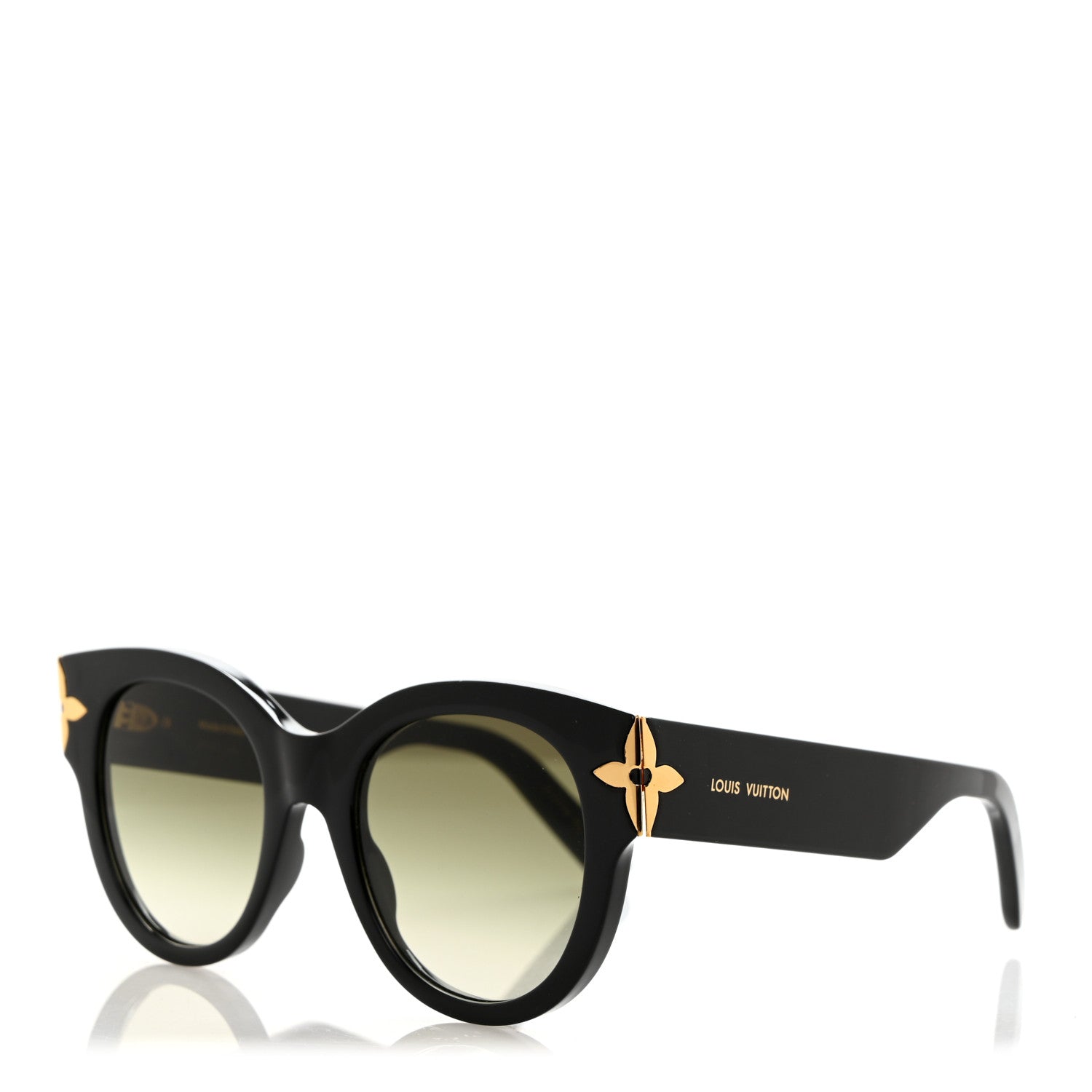 Louis Vuitton Acetate Flower Edge Round Sunglasses Z1777W Black 1 of 7