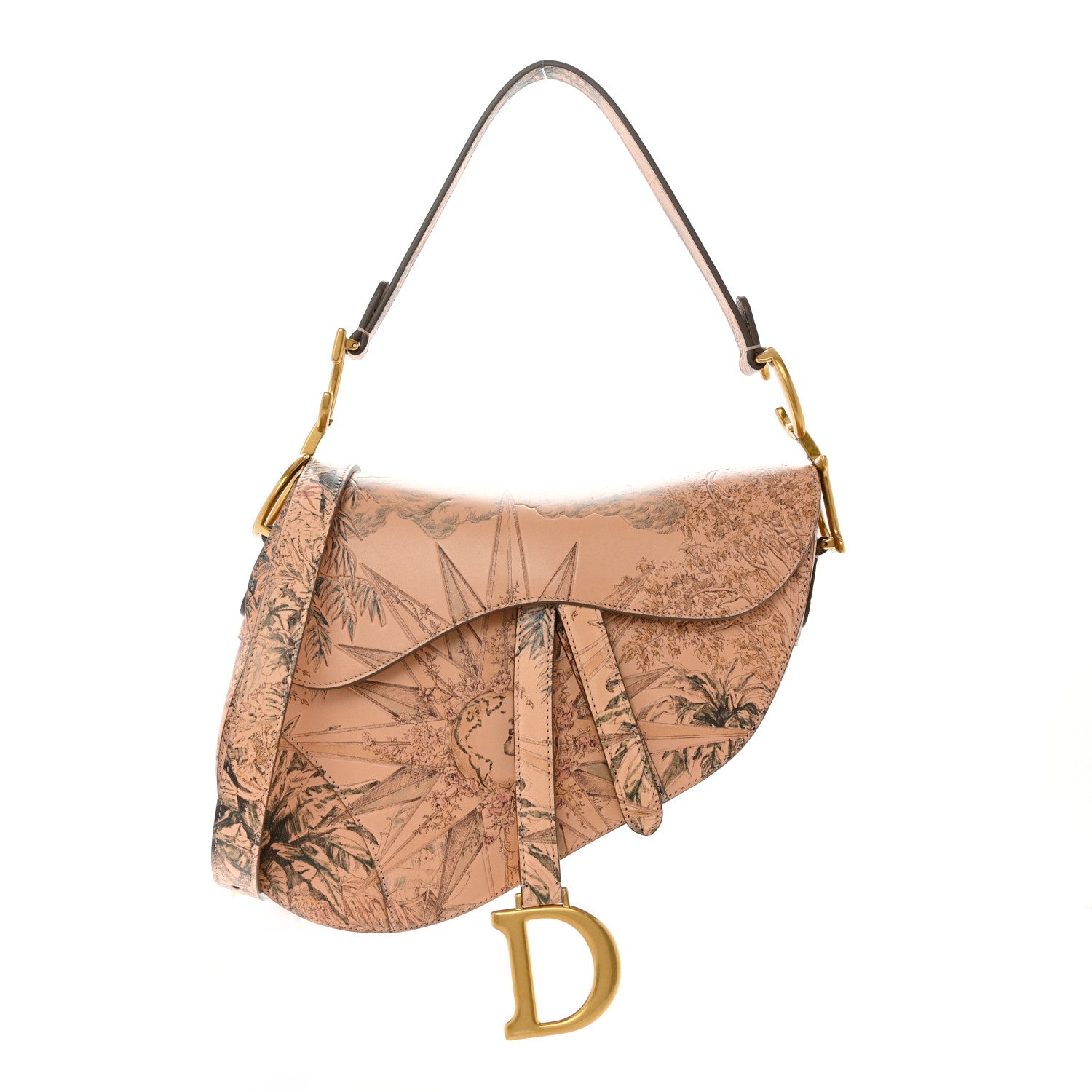 Christian Dior Calfskin Embossed Saddle Bag Brown Multicolor 1 of 10