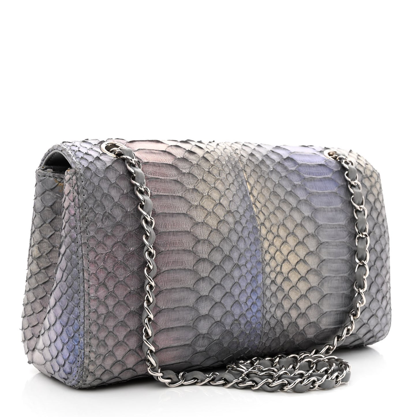 Snakeskin Iridescent Soho Medium Flap Grey