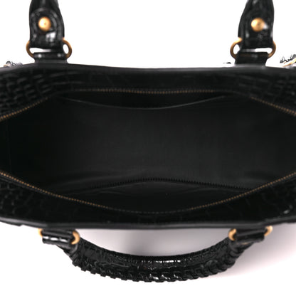 Balenciaga Shiny Supple Calfskin Crocodile Embossed Brass Hardware Neo Classic City Black 5 of 10