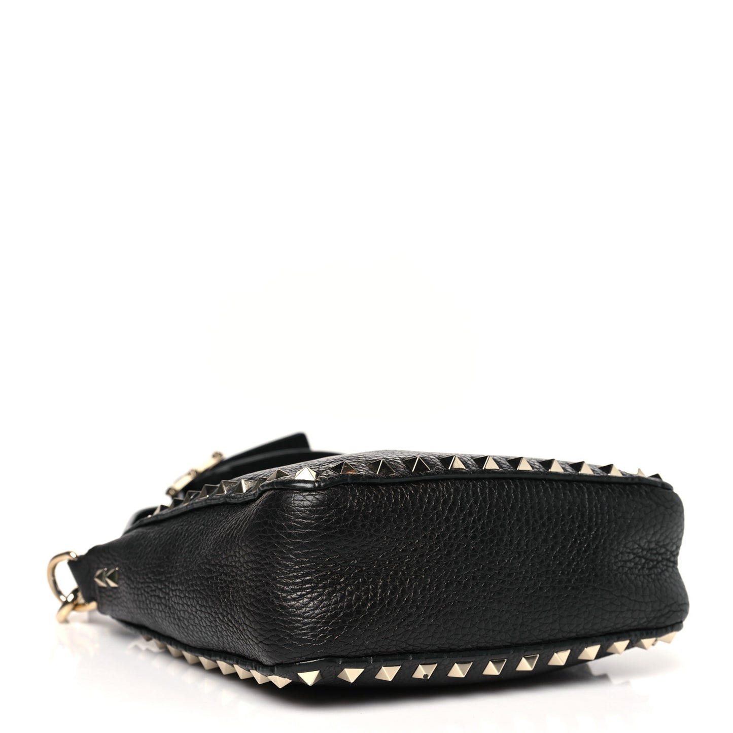 Pebbled Calfskin Mini Rockstud Flip-Lock Messenger Bag Black