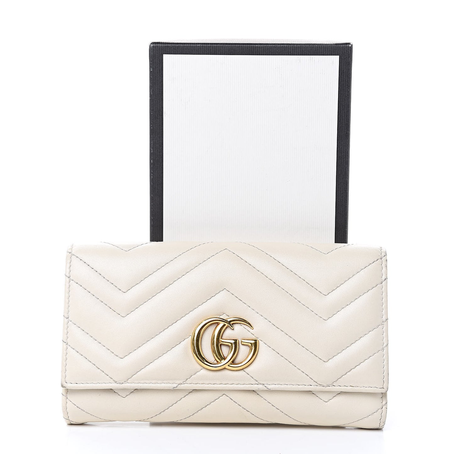 Calfskin Matelasse GG Marmont Continental Wallet Mystic White