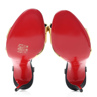Christian Louboutin Metallic Nappa Laminato Just Me 100 Sandals 37 Black Gold 5 of 9