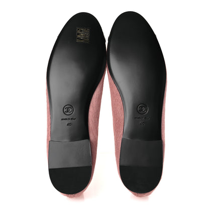 Chanel Pony Hair Cap Toe CC Ballerina Flats 40 Pink 7 of 10