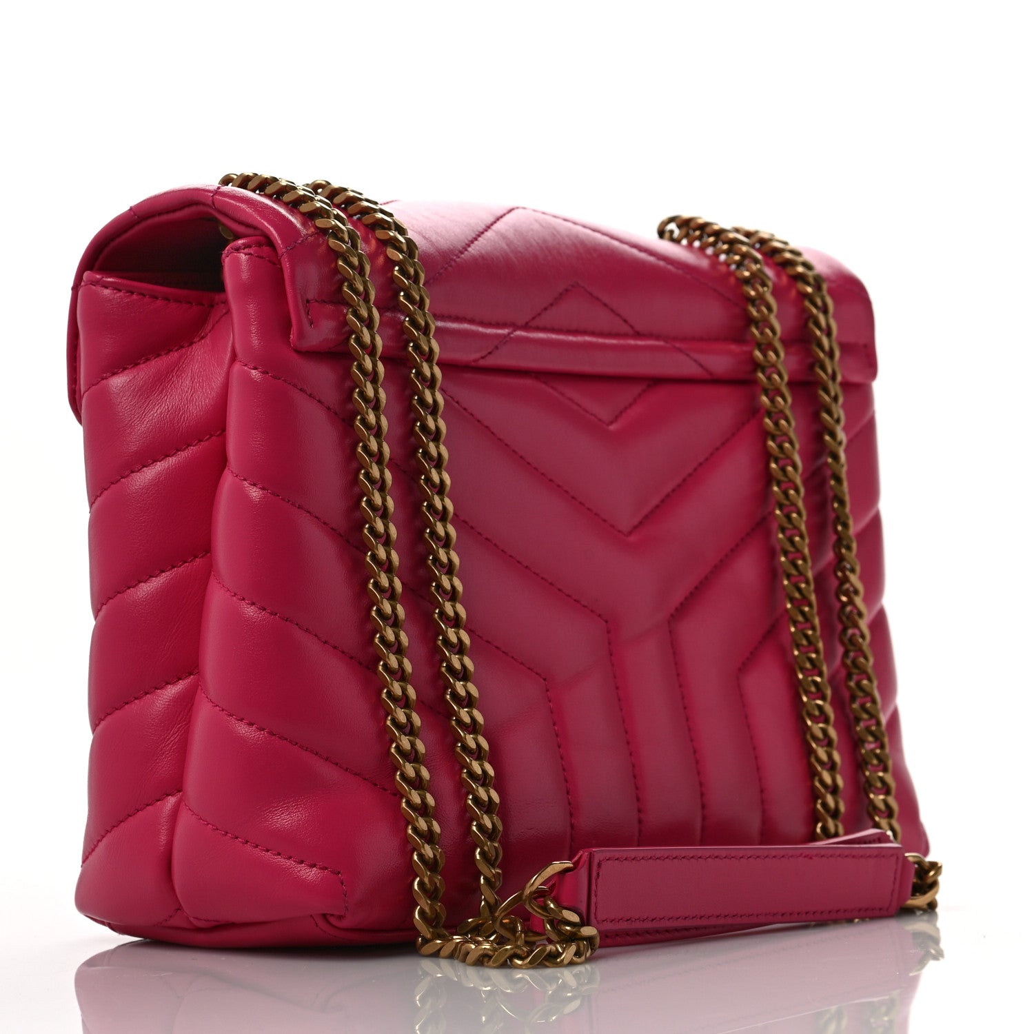 Saint Laurent Calfskin Y Quilted Monogram Small Loulou Chain Satchel Fresh Fuchsia 3 of 8