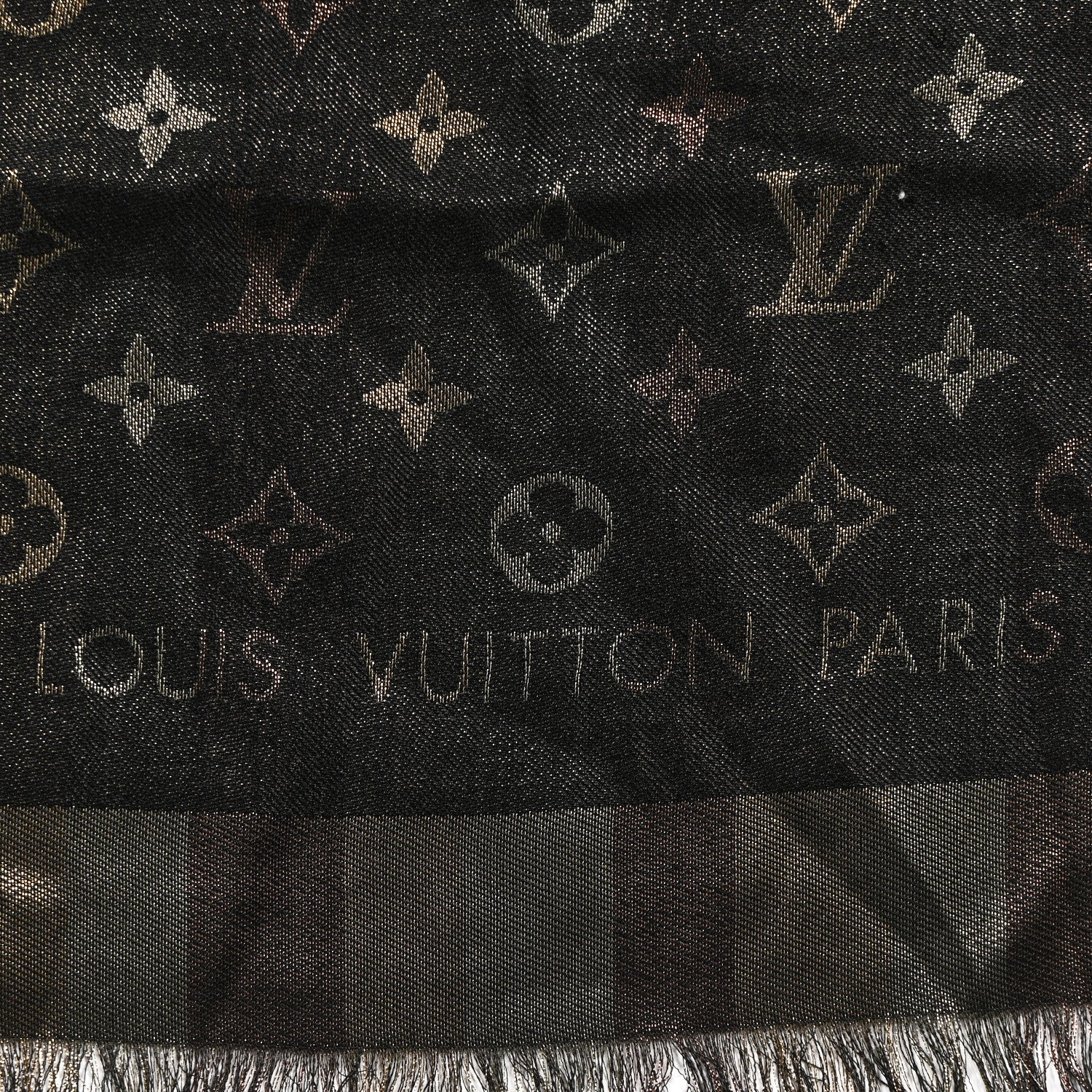 Louis Vuitton Silk Lurex Wool So Shine Monogram Shawl Black 2 of 3