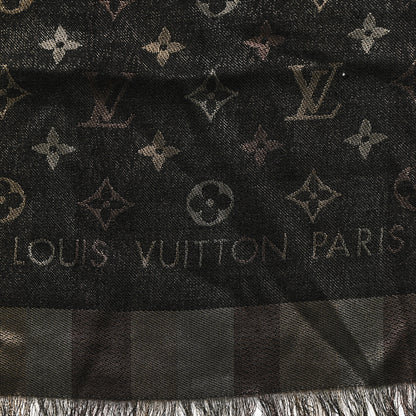 Louis Vuitton Silk Lurex Wool So Shine Monogram Shawl Black 2 of 3