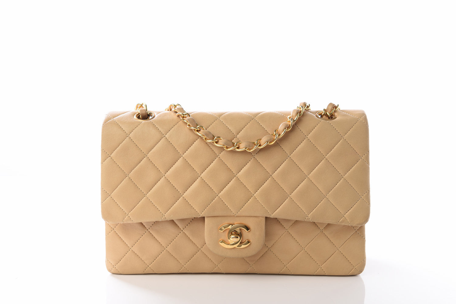 Chanel Lambskin Quilted Medium Double Flap Beige 1 of 18