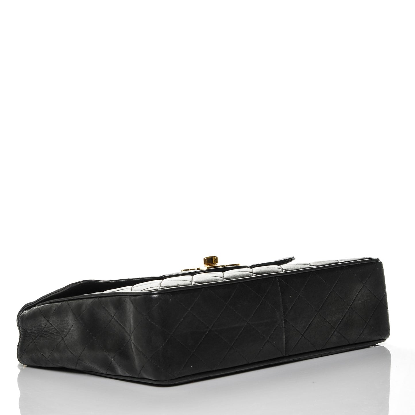 Lambskin Quilted Jumbo Single Flap Black