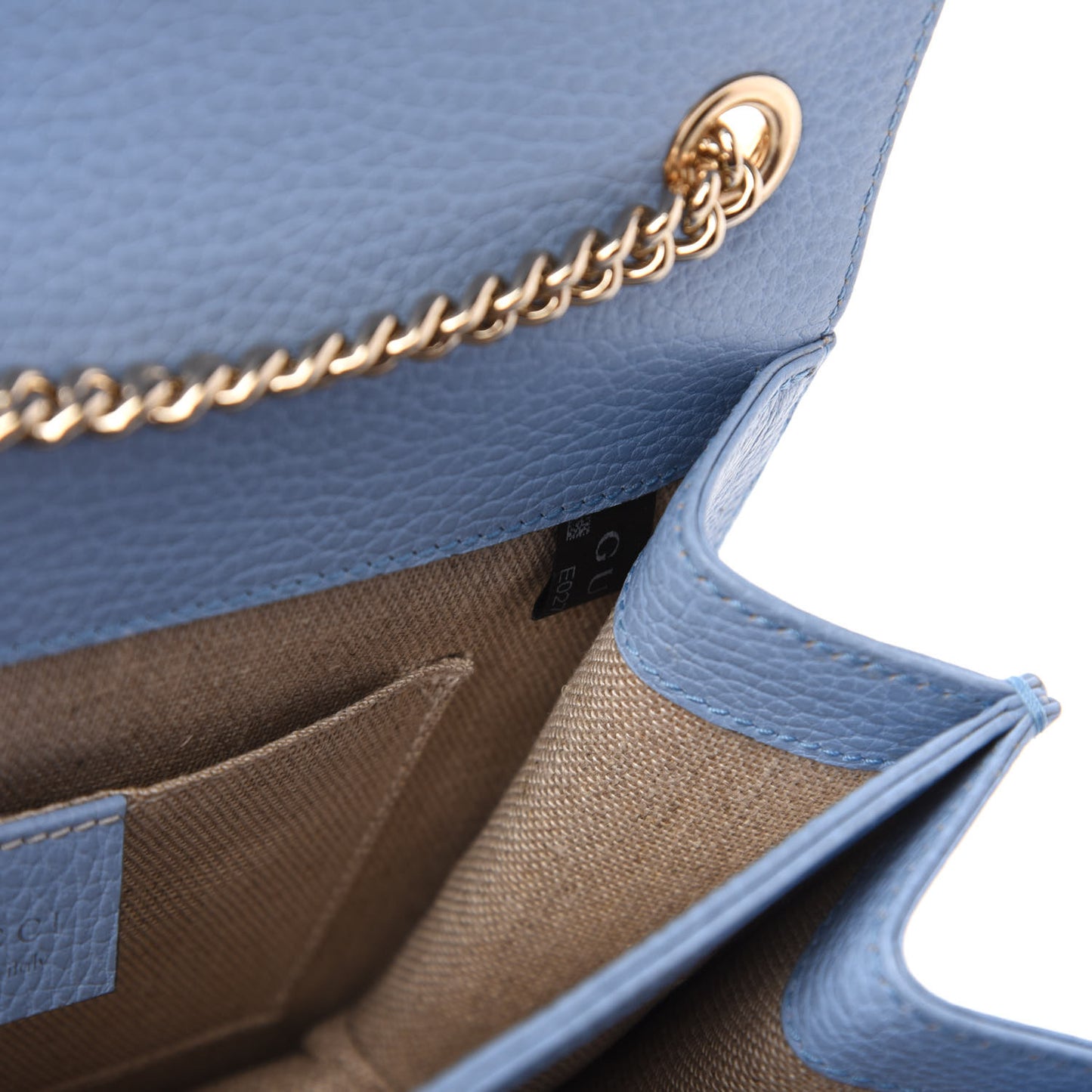 Dollar Calfskin Small Interlocking G Shoulder Bag Mineral Blue