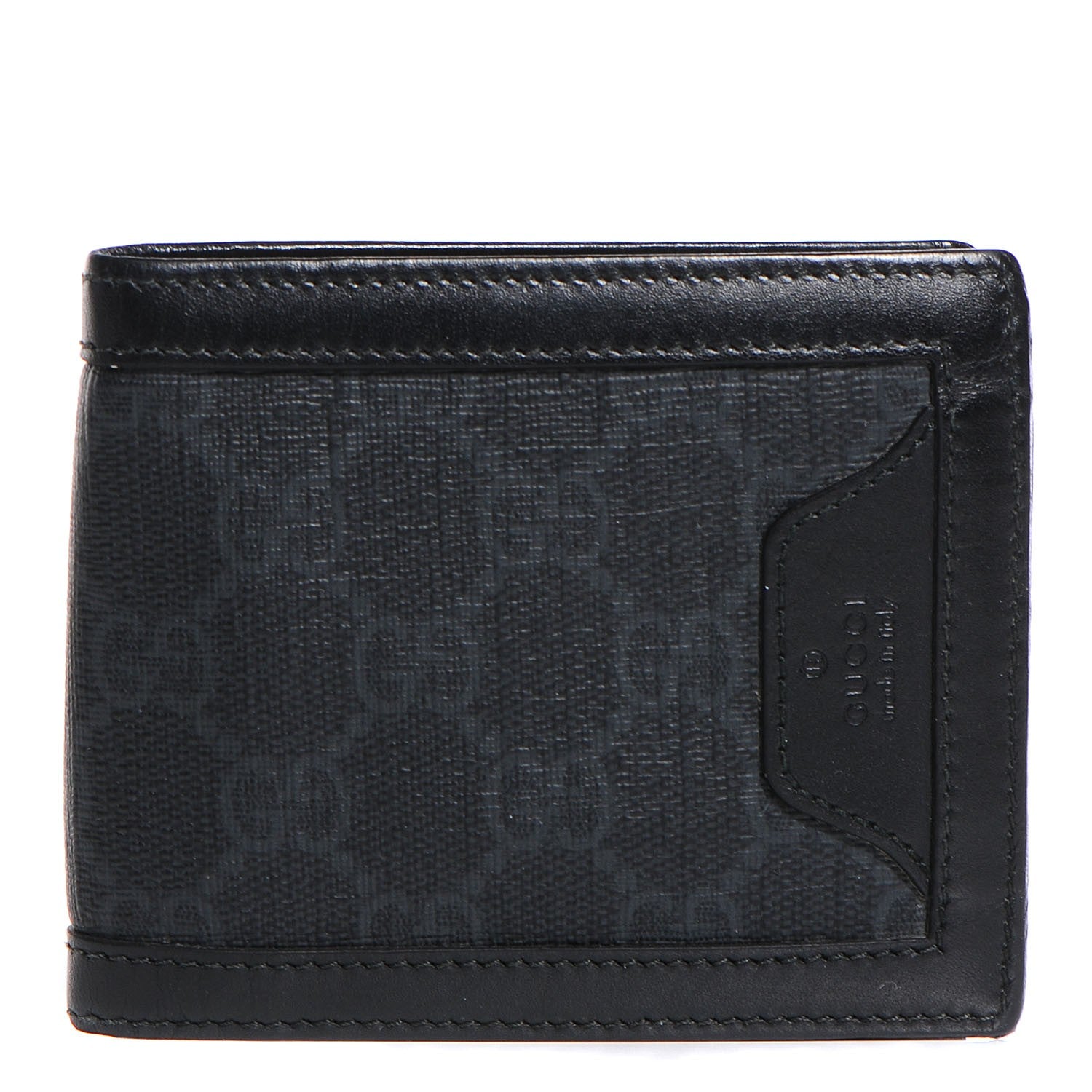 Gucci GG Supreme Monogram Bi-Fold Wallet Black Grey 1 of 7