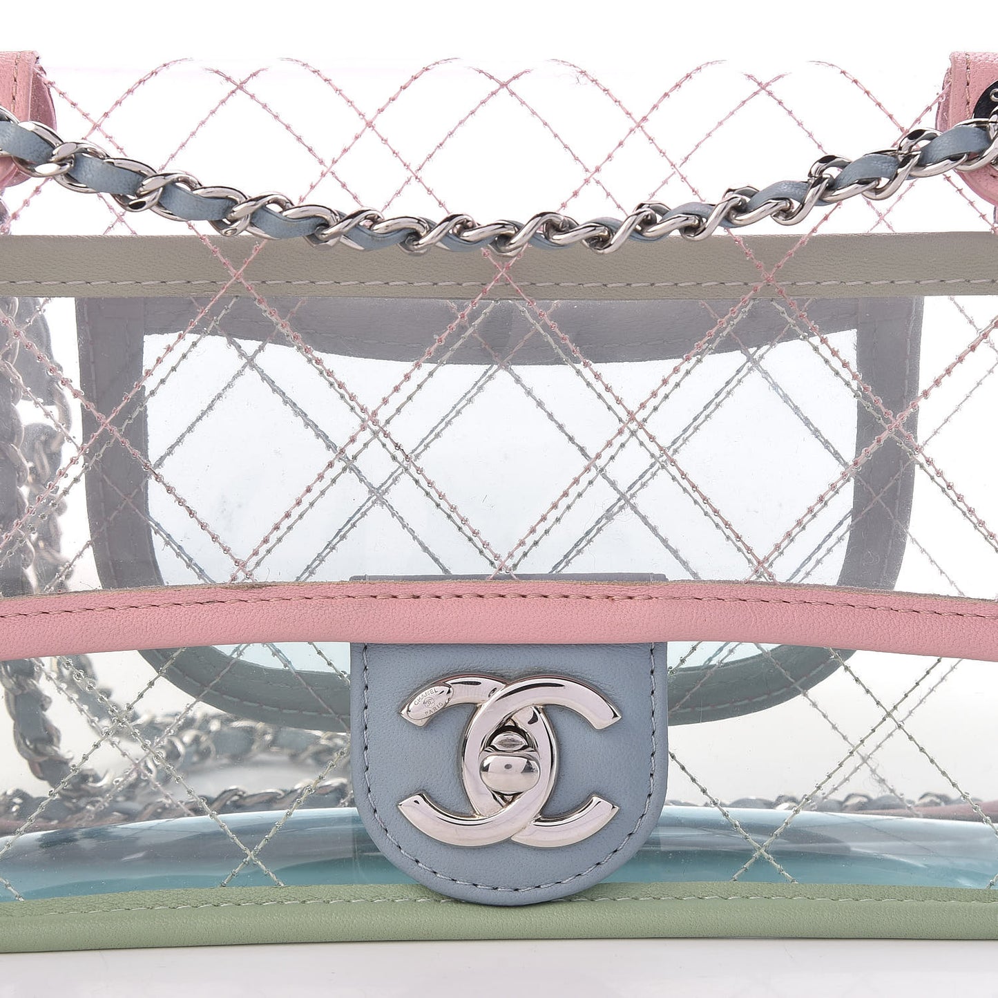 Lambskin PVC Quilted Mini Coco Splash Flap Blue Green