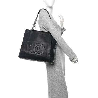 Chanel Caviar Large CC Tuck Tote Black 2 of 11