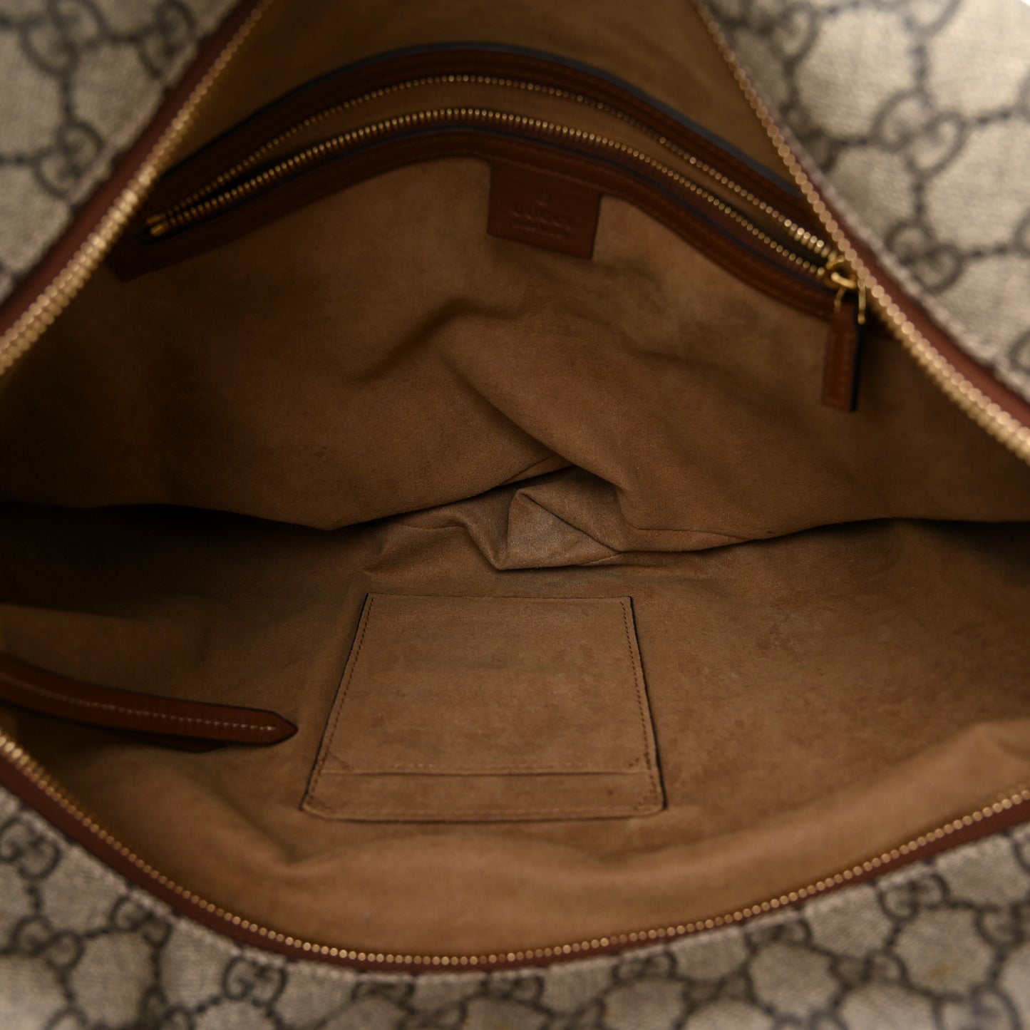 GG Supreme Monogram Large Linea A Hobo Light Brown