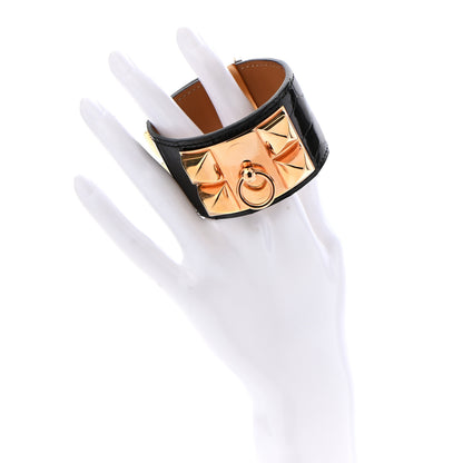 Hermes Shiny Alligator Collier de Chien CDC Bracelet T3 Black 2 of 10