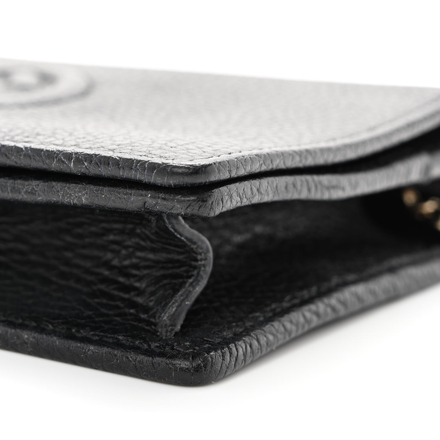 Gucci Pebbled Calfskin Soho Wallet on Chain Black 9 of 9