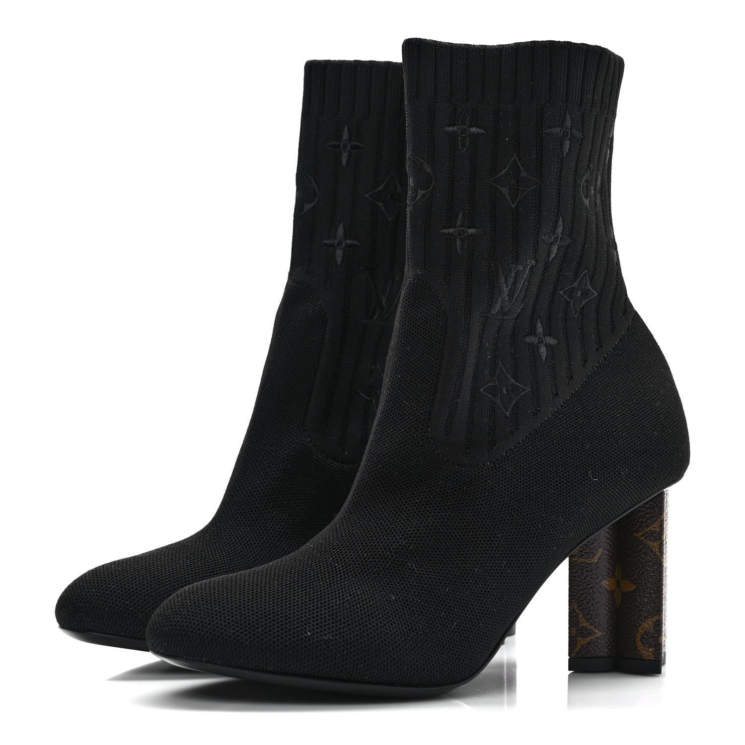 Louis Vuitton Monogram Stretch Fabric Silhouette Ankle Boots 38 Black 3 of 7