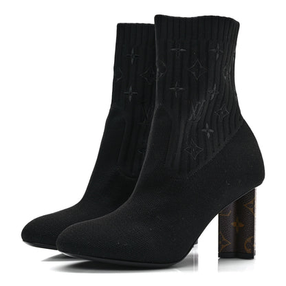 Louis Vuitton Monogram Stretch Fabric Silhouette Ankle Boots 38 Black 3 of 7
