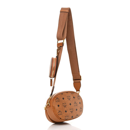 MCM Visetos Small Aren Multifunction Crossbody Pouch Cognac 3 of 12