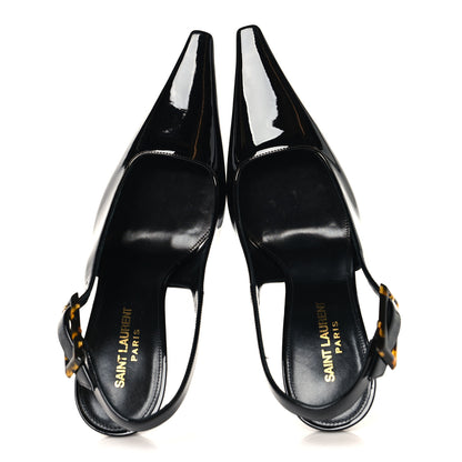 Saint Laurent Vernice Gloss Dune 110 Slingback Pumps 40 Black 2 of 11