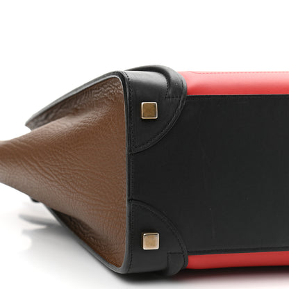 Celine Bullhide Calfskin Micro Tri-Color Luggage Bright Red 8 of 12