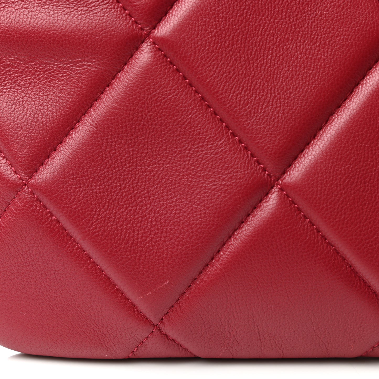 Goatskin Quilted Large Chanel 19 Pouch Red