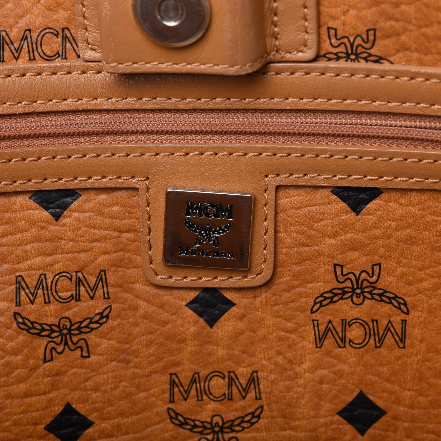 MCM Visetos Crocodile Embossed Medium Liz Shopper Tote Cognac 8 of 11
